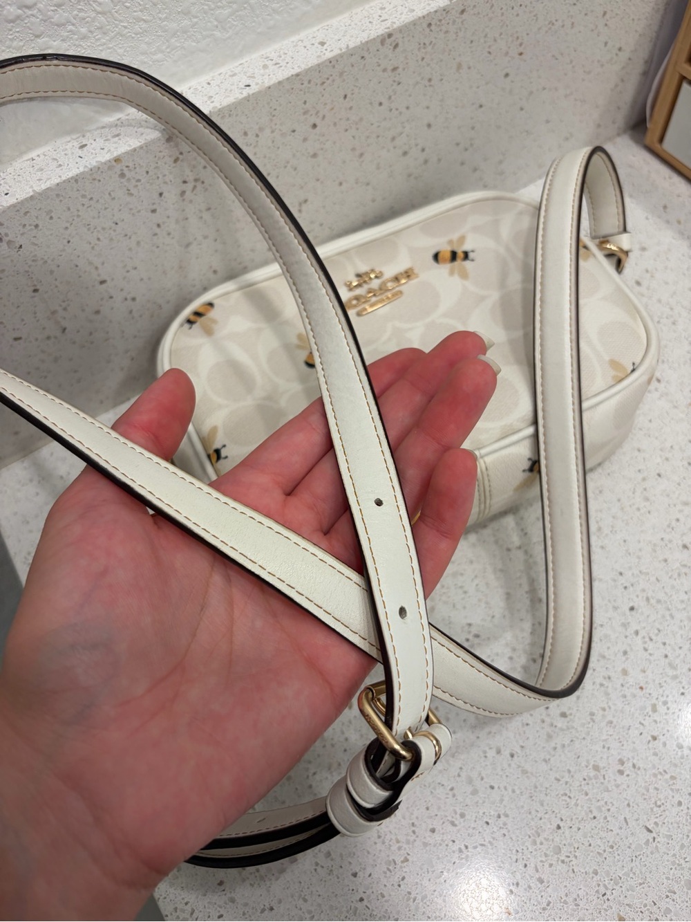 Coach Mini Jamie Crossbody Camera Bag Bumblebees Glacier Pattern CH597 White - Picture 15 of 15